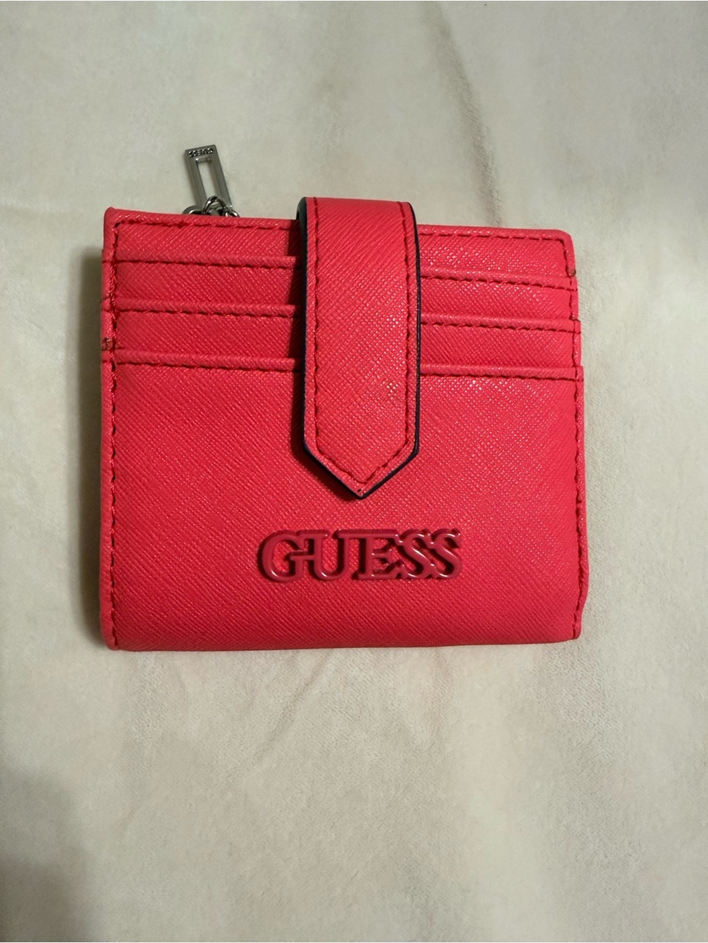 Guess Pink Compact Card Holder with Snap Tab